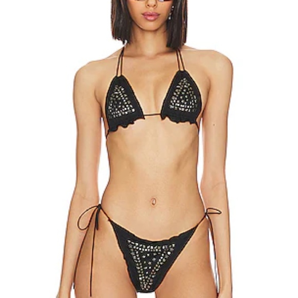 Jaded London Black Studded Bikini